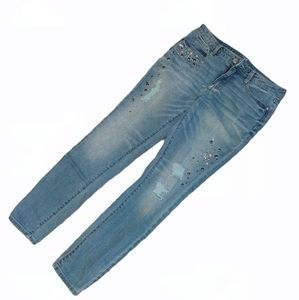 Embellished blue jeans